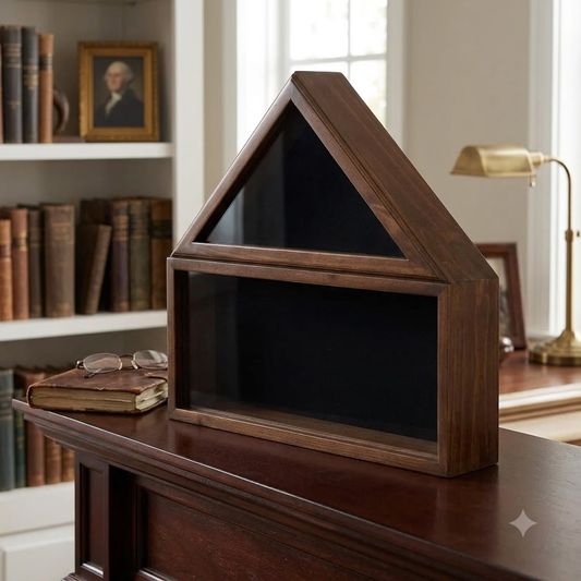 Military Shadow Box, Solid Wood with Tempered Glass Front – Cherry Finish