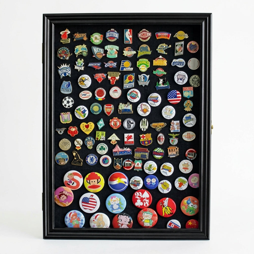 Display Case Wall Frame Cabinet for Military Medals, Pins, Patches