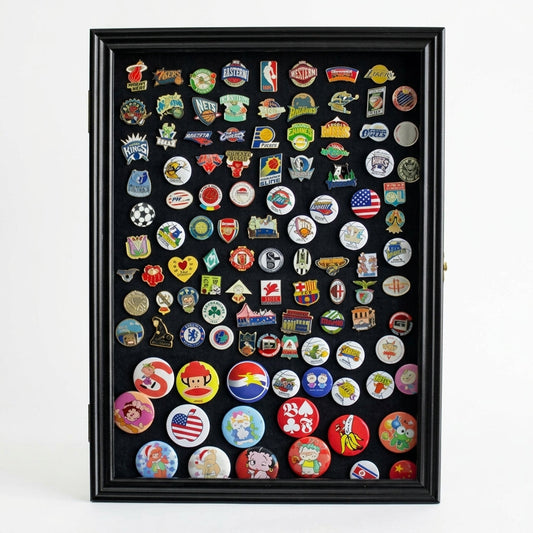 Display Case Wall Frame Cabinet for Military Medals, Pins, Patches