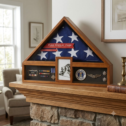 Military Veteran Flag and Medal Display Case - Shadow Box
