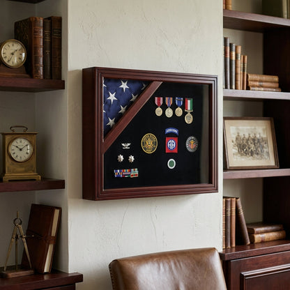 Colonial Classic Shadow Box & Flag Case - Cherry