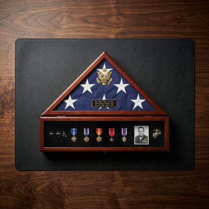 American Flag and Medal Display Memorabilia Case - Presidential