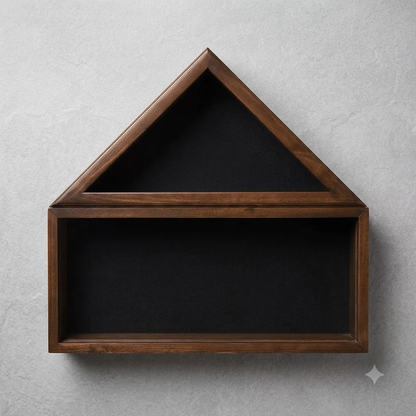 Military Shadow Box, Solid Wood with Tempered Glass Front – Cherry Finish