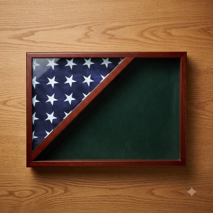 Shadow box for 5x9.5 flag, Cherry Finish