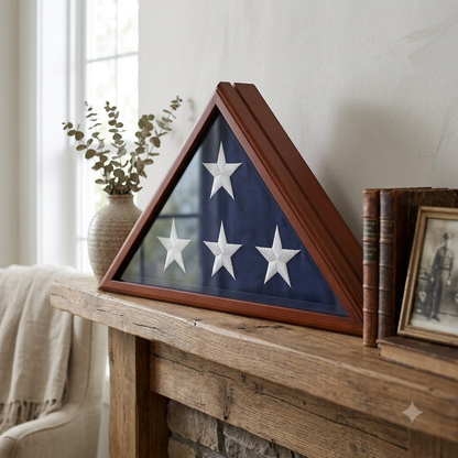 Premium Veteran Burial Flag Case with Beveled Glass for 5' x 9' for Burial Flag