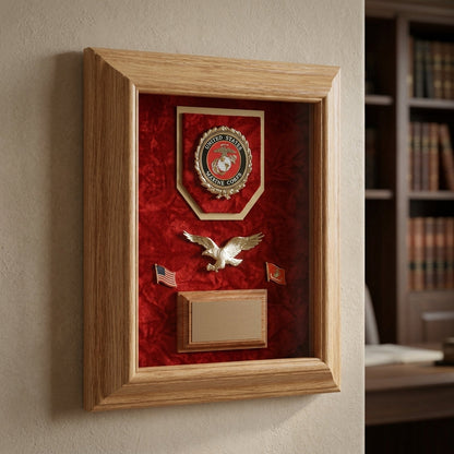 Deluxe Awards Display Case Tribute To Soldiers - Walnut