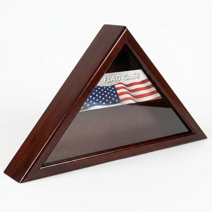 Cherry Wood Triangle Flag Display Case for 3'x5' Flag