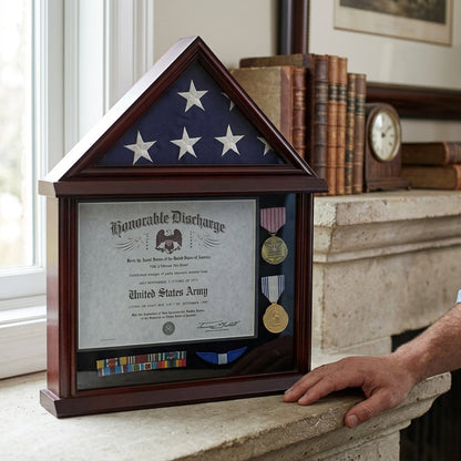 Flag Connections 3’x 5’ Flag Display Case Frame Shadow Box, with Certificate and Document Holder