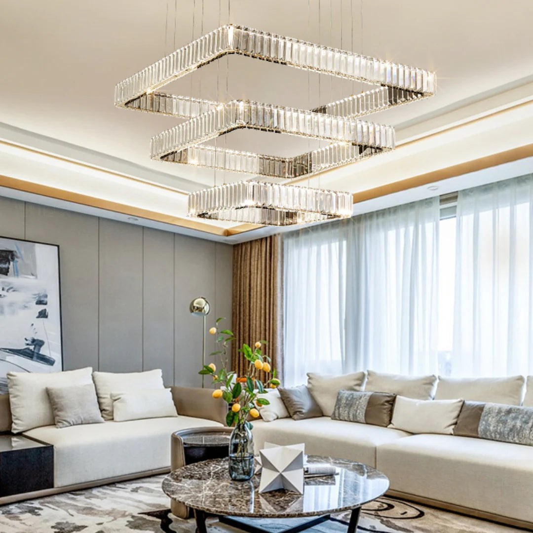 Modern Square Crystal Chandelier
