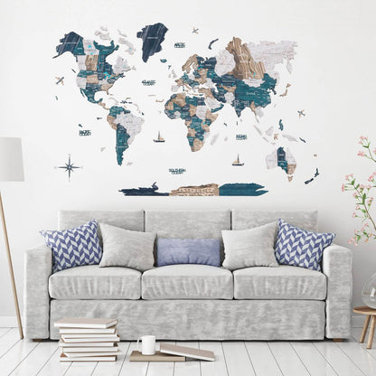 3D Luminous Colored Wooden World Map Mystery