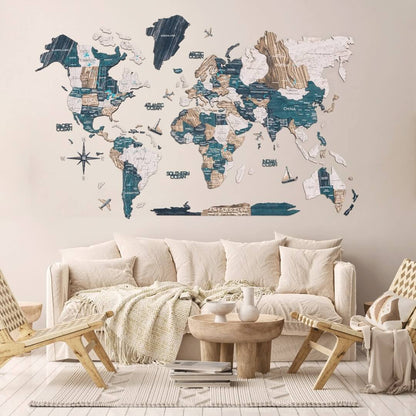 3D Luminous Colored Wooden World Map Mystery
