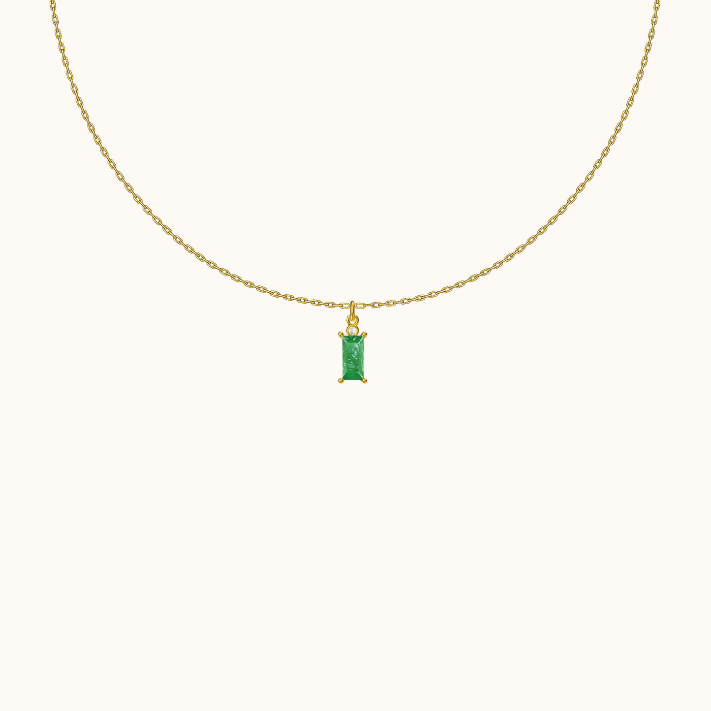 Sage Green Rectangle Gem Necklace