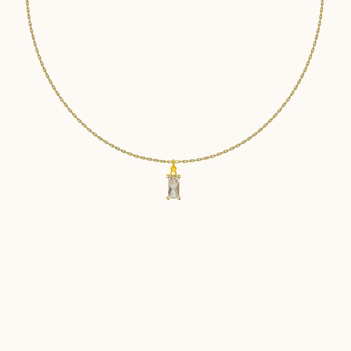 White Rectangle Gem Necklace