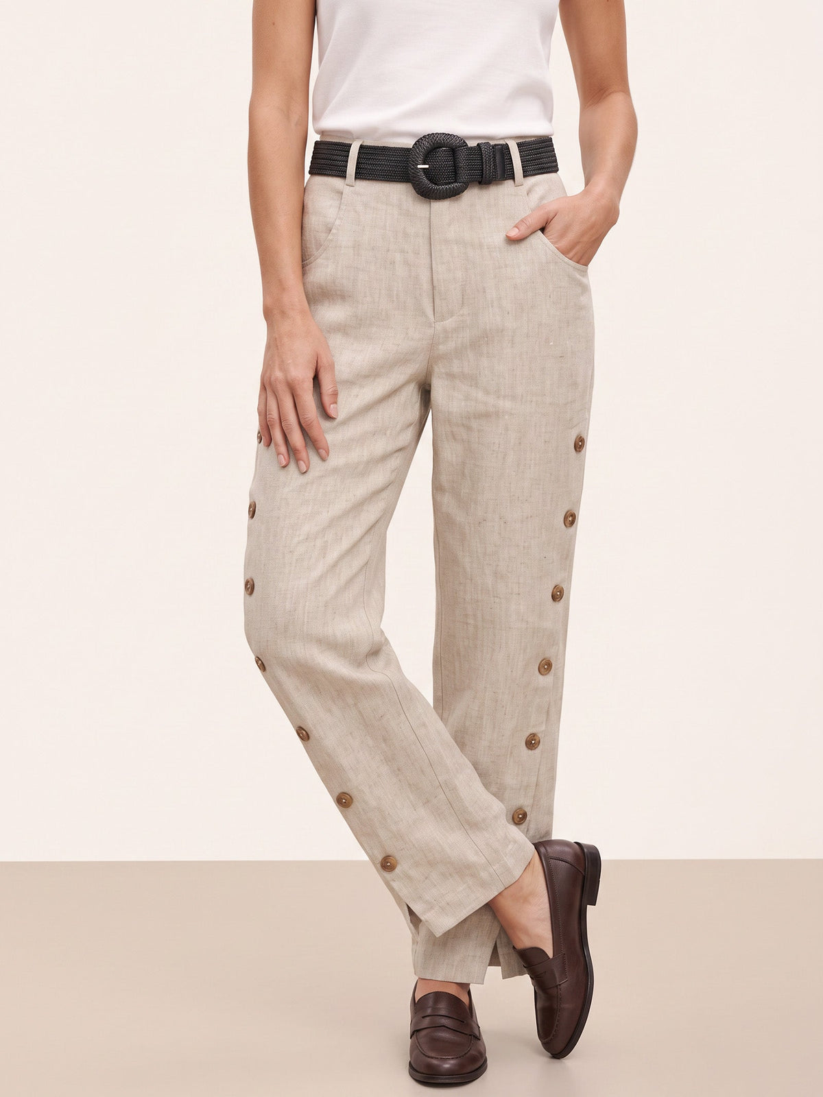 Natural Woven Straw Belt With Square Buckle