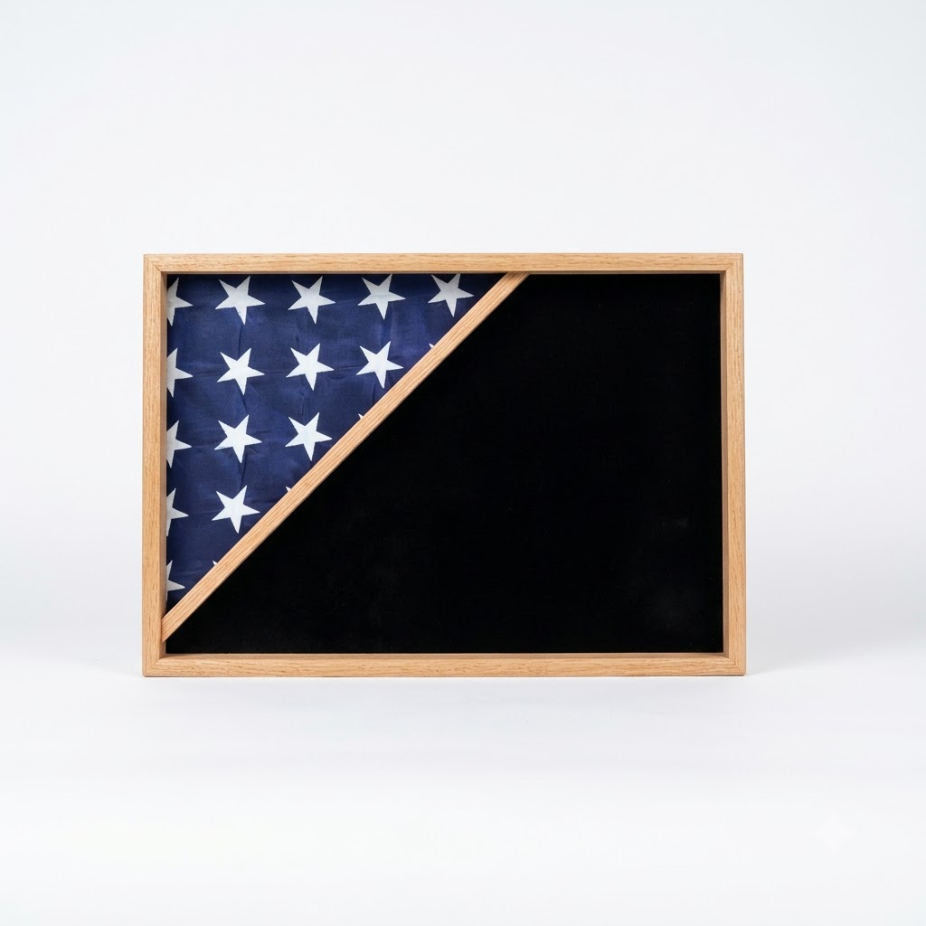 Shadow box for 5x9.5 flag, Oak