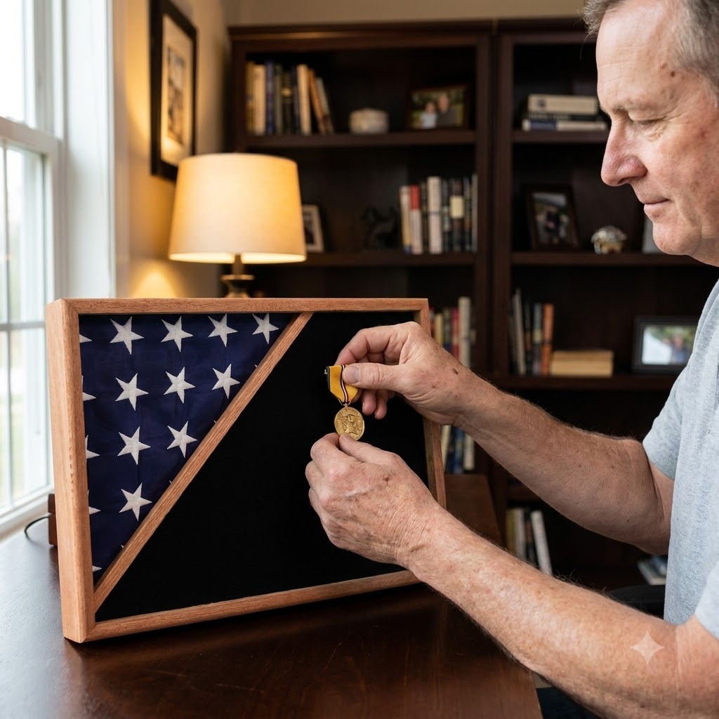 Shadow box for 5x9.5 flag, Oak