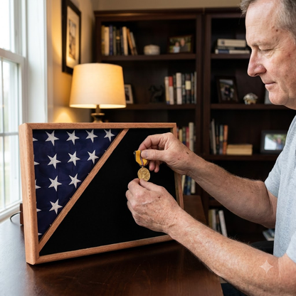 Shadow box for 5x9.5 flag, Oak