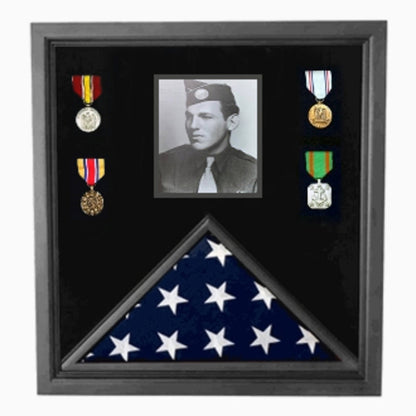 Military Photo Flag and Medal Display Case.