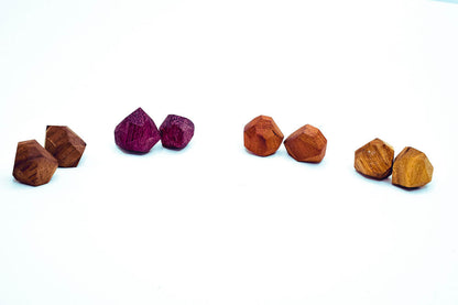 Geometric Wood Stud Earrings | Sterling Silver Posts