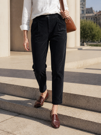 Cotton Elastic Waist Tapered Pants NIKKI