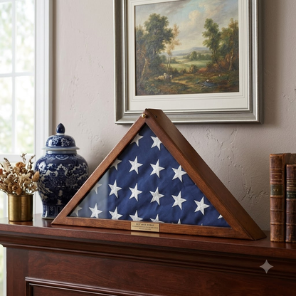 Flag Display Case Veterans with Personalized Brass Plaque