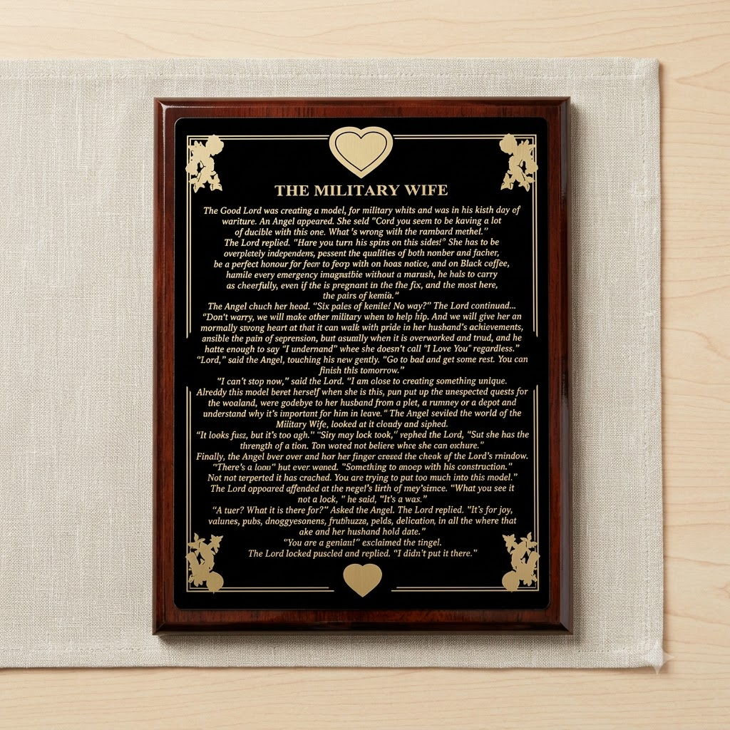 Military Wife Engraved Plate Plaque