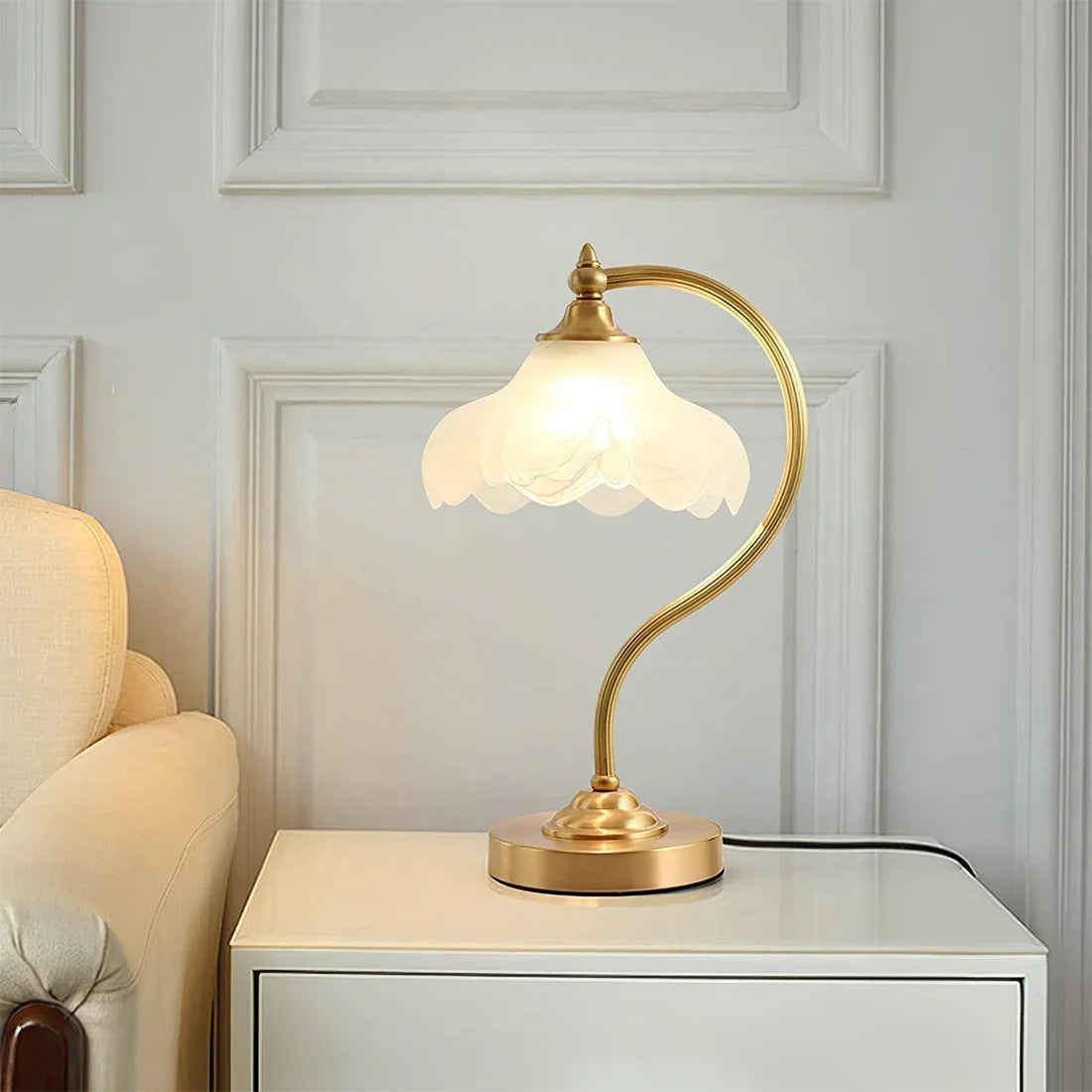 Petal Glow Brass & Glass Table Lamp