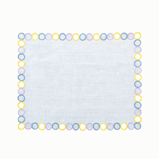 Hand Embroidered Circular Elegance Placemats 14" × 18" (Set of 4)