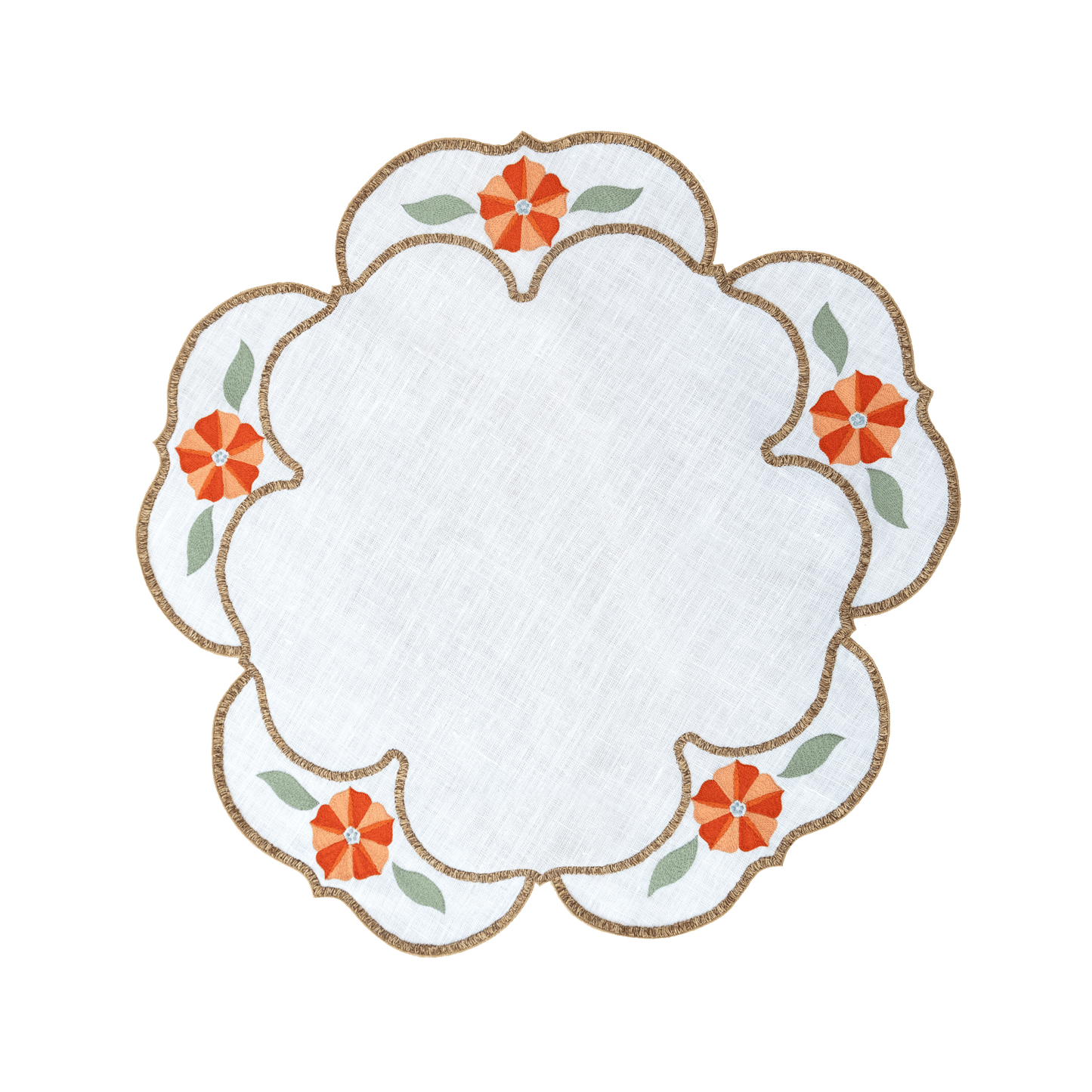 Hand Embroidered Heirloom Petals Placemats 16" round (Set of 4)