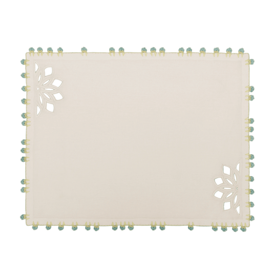 Hand Embroidered & Crochet Placemats 14" × 18" (Set of 4)