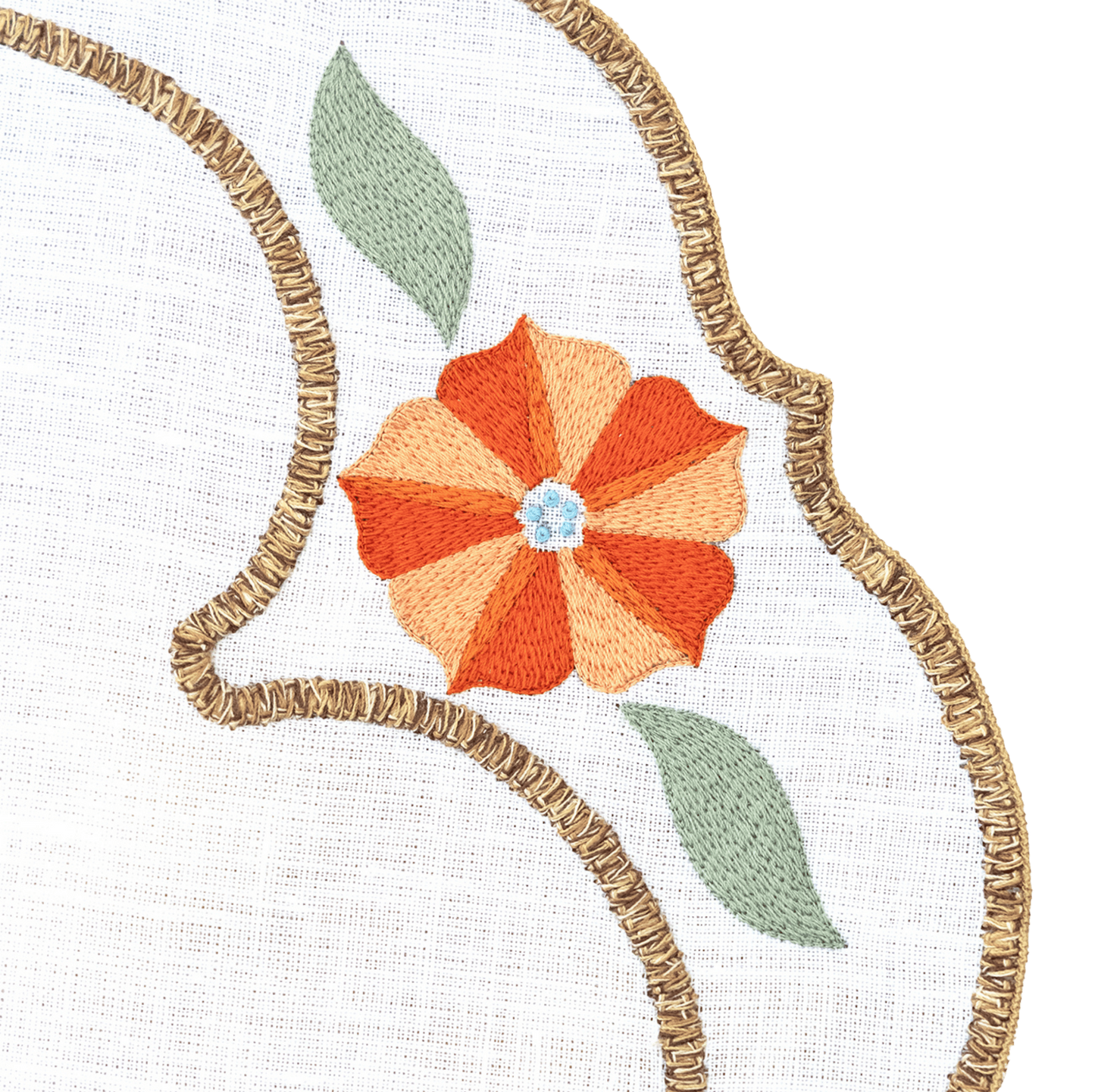 Hand Embroidered Heirloom Petals Placemats 16" round (Set of 4)