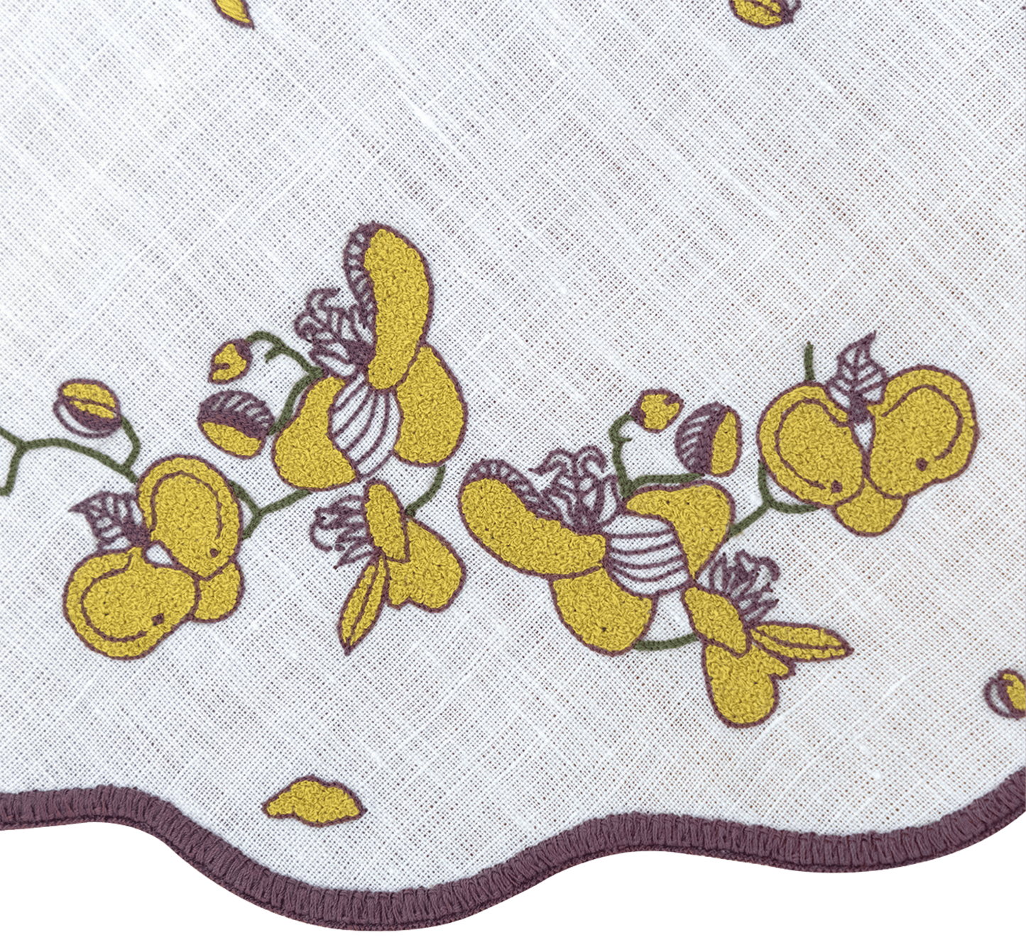 Hand Embroidered Vintage Floral Placemats 16" round (Set of 4)
