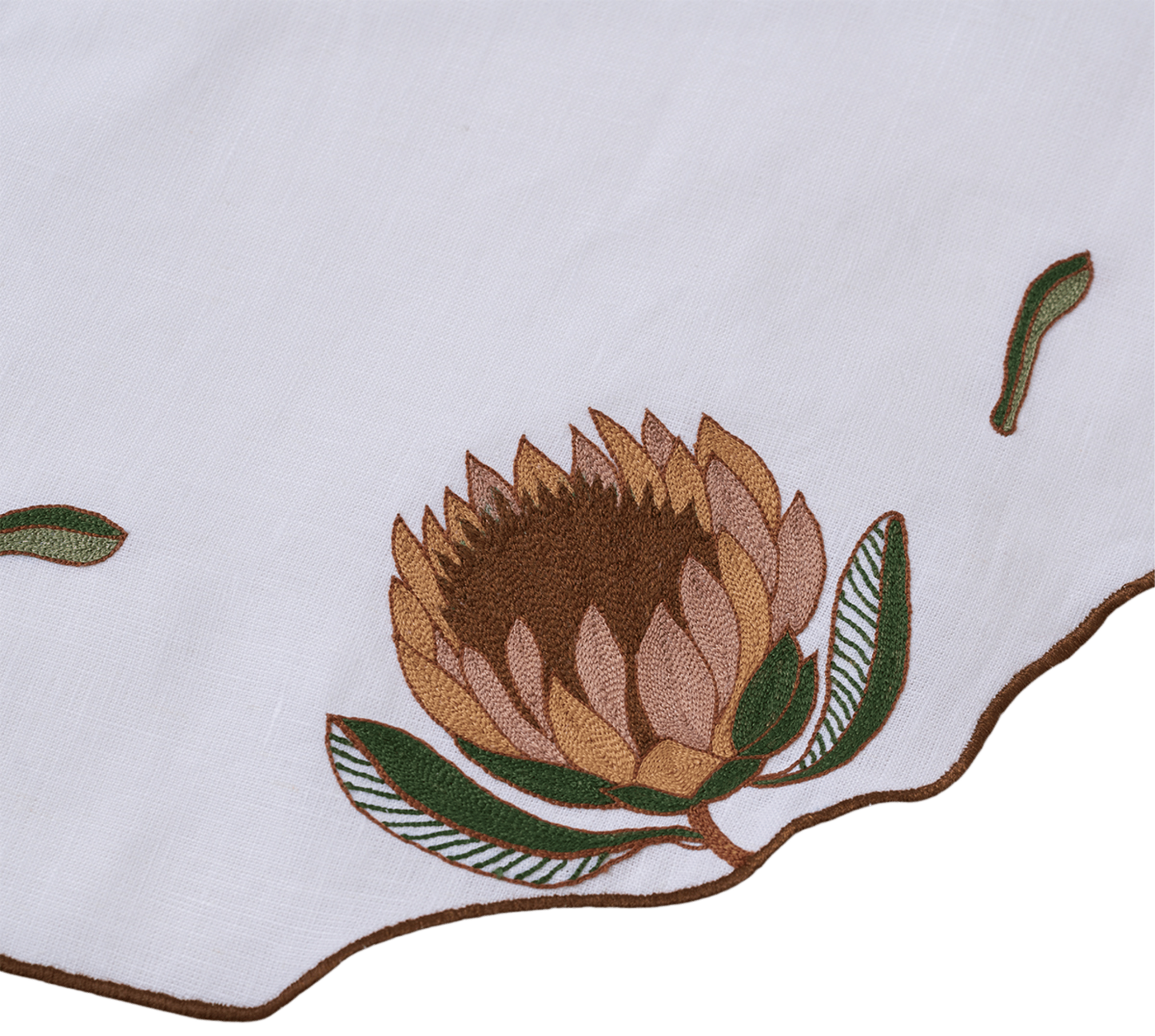 Hand Embroidered Vintage Floral Placemats 16.5" round (Set of 4)