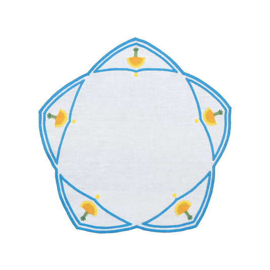 Hand Embroidered Heirloom Petals Placemats 16" round (Set of 4)