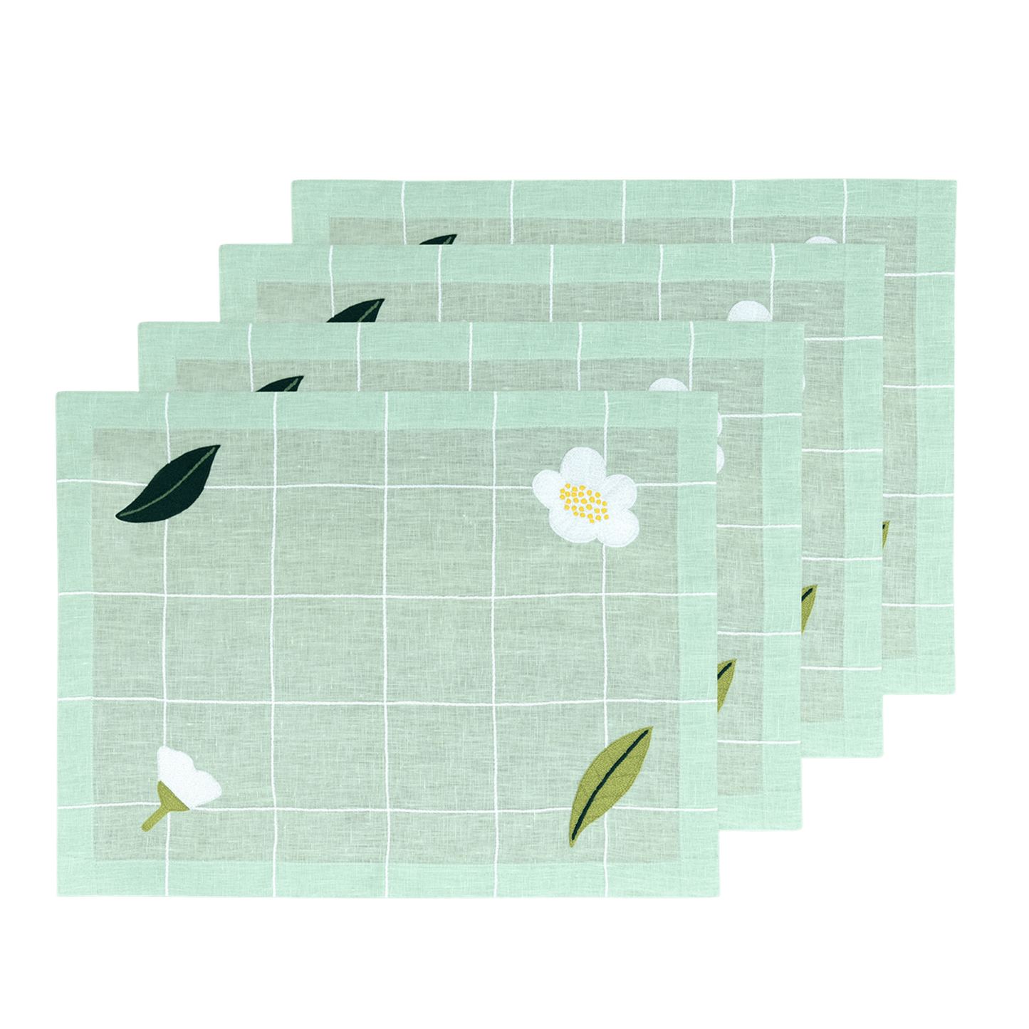 Hand Embroidered Trellis Placemats 14" × 18" (Set of 4)