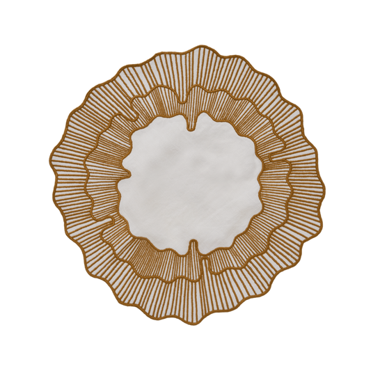 Hand Embroidered Circular Elegance Placemats 16.5" round (Set of 4)