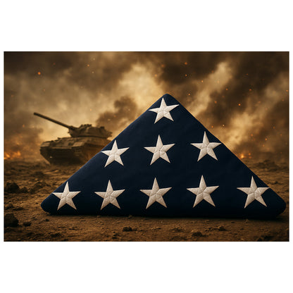 PRE-Folded Premium US Burial Flag, Fully Embroidered