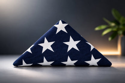 Pre-Folded American Flags - Fit 3'x5' American Flag or Fit 5'x9.5' American Casket Flag.