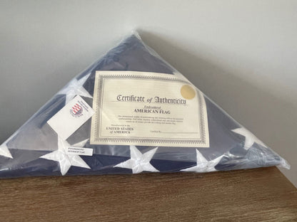 Pre-Folded American Flags for Flag Display Cases - American made flags and hand folded by veterans.