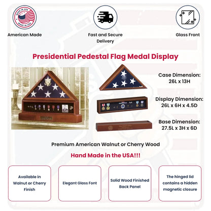Presidential Pedestal Flag Medal Display.