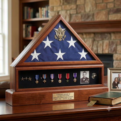 Presidential Pedestal Flag Medal Display - Cherry.