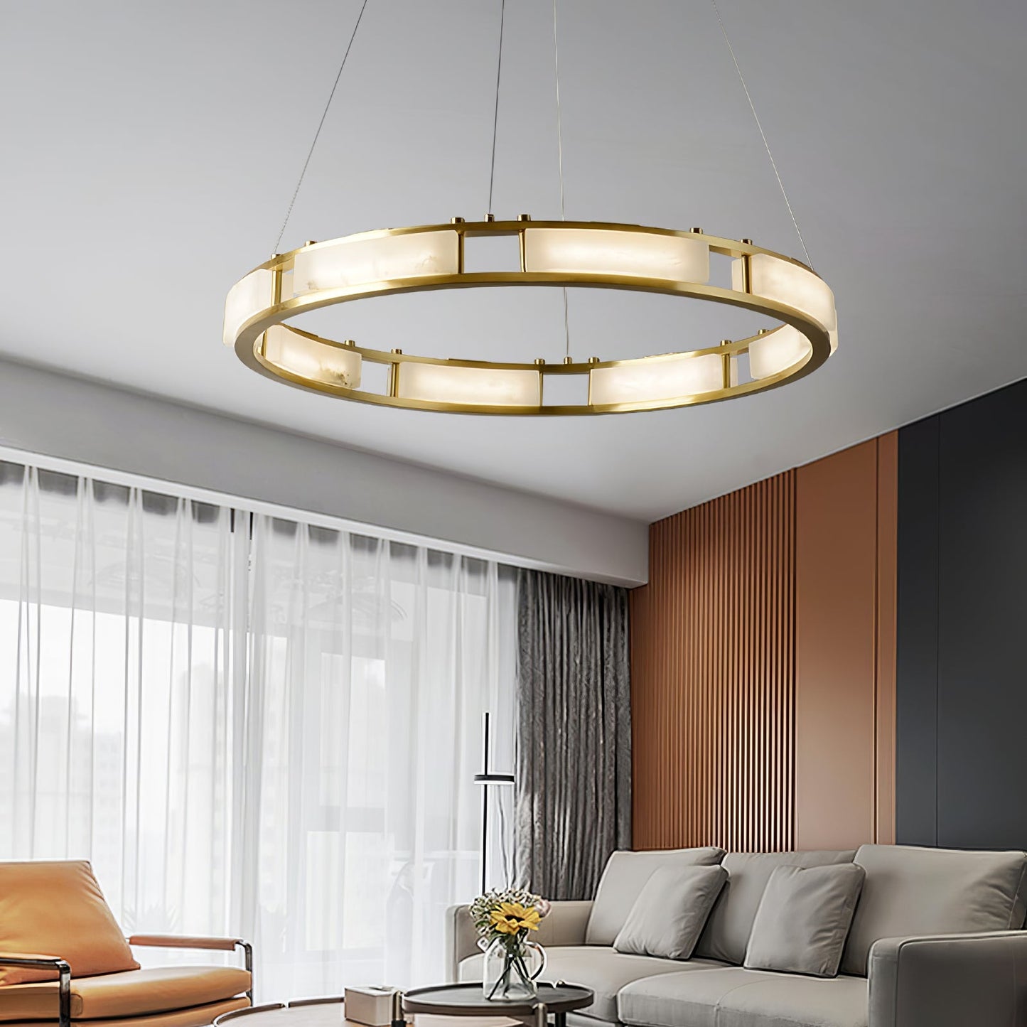 Round Qatar Alabaster Chandelier