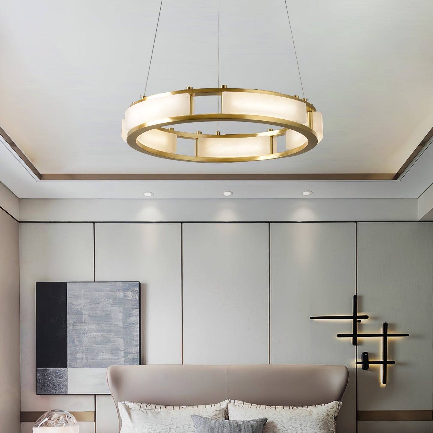 Round Qatar Alabaster Chandelier