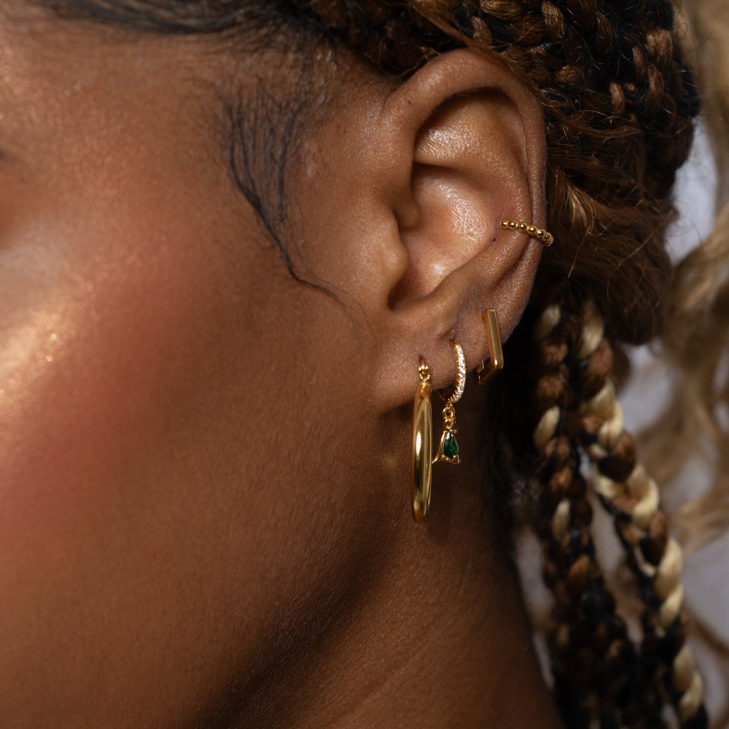 Dinosaur CZ Dangle Hoop Earrings