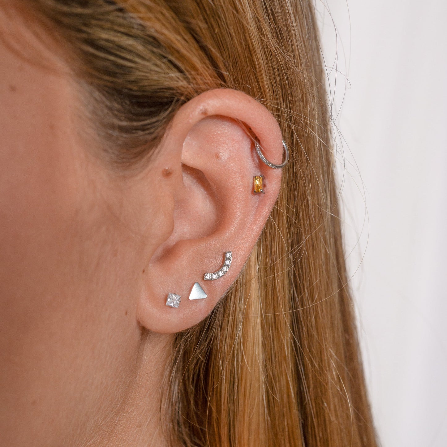 Classic CZ Clicker 8mm Titanium PVD Gold Hinged Hoop Earring