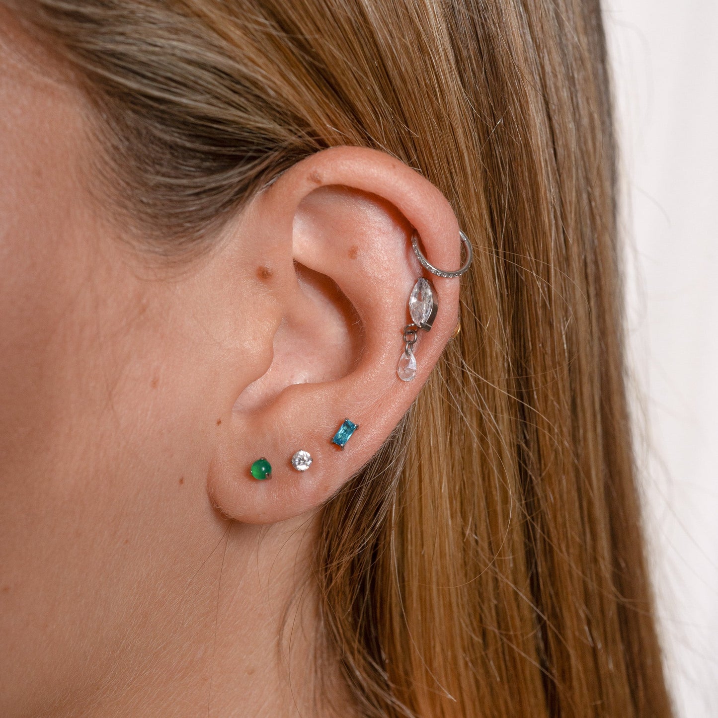 Classic CZ Clicker 8mm Titanium Hinged Hoop Earring