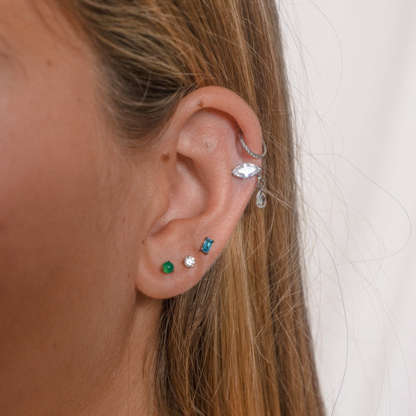 Classic CZ Clicker 8mm Titanium Hinged Hoop Earring