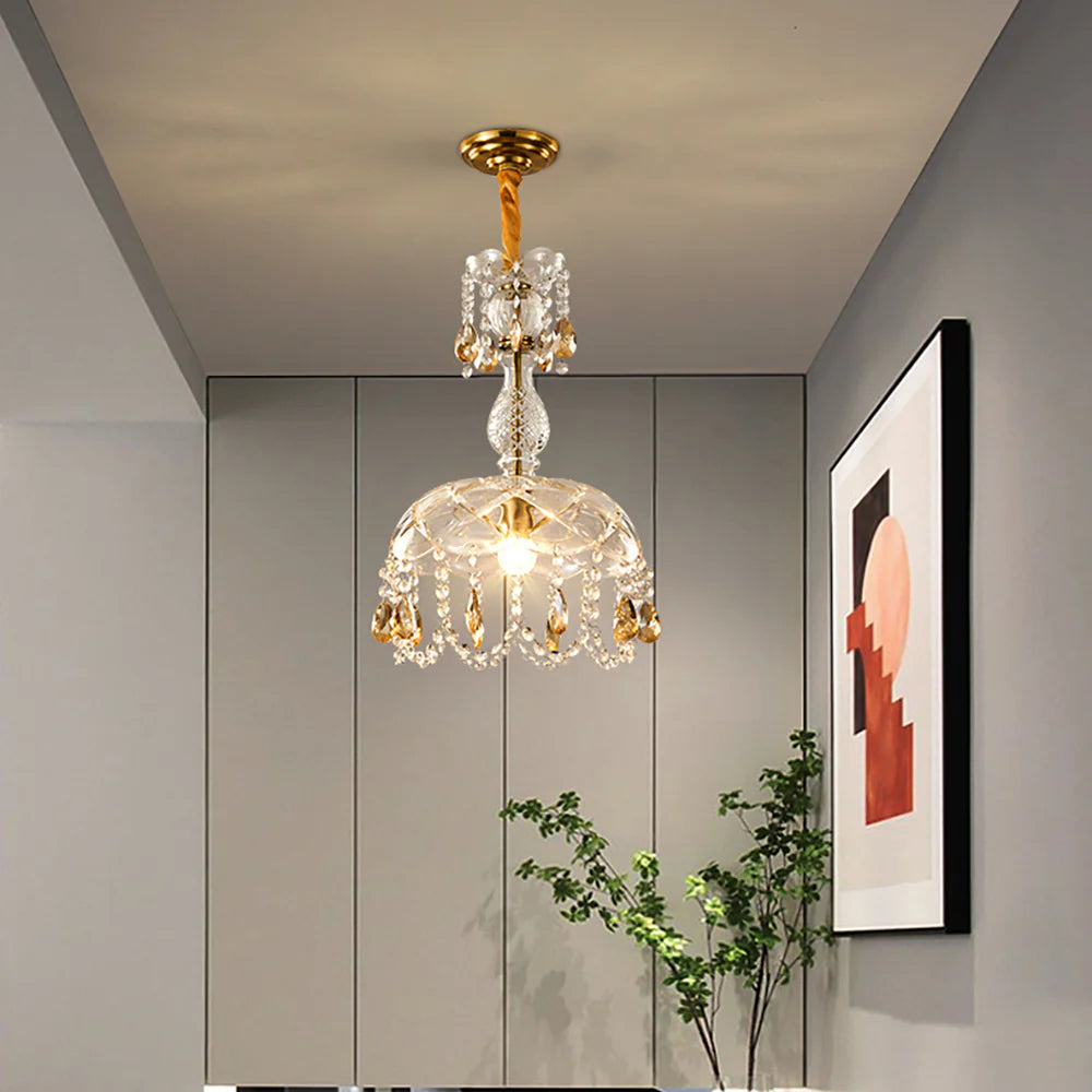 Rondelle Crystal Flower Pendant Lamp