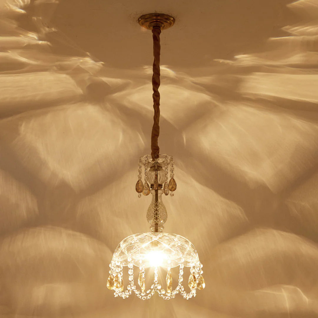 Rondelle Crystal Flower Pendant Lamp