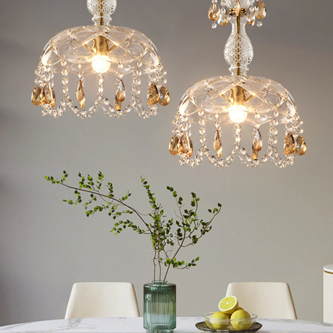 Rondelle Crystal Flower Pendant Lamp
